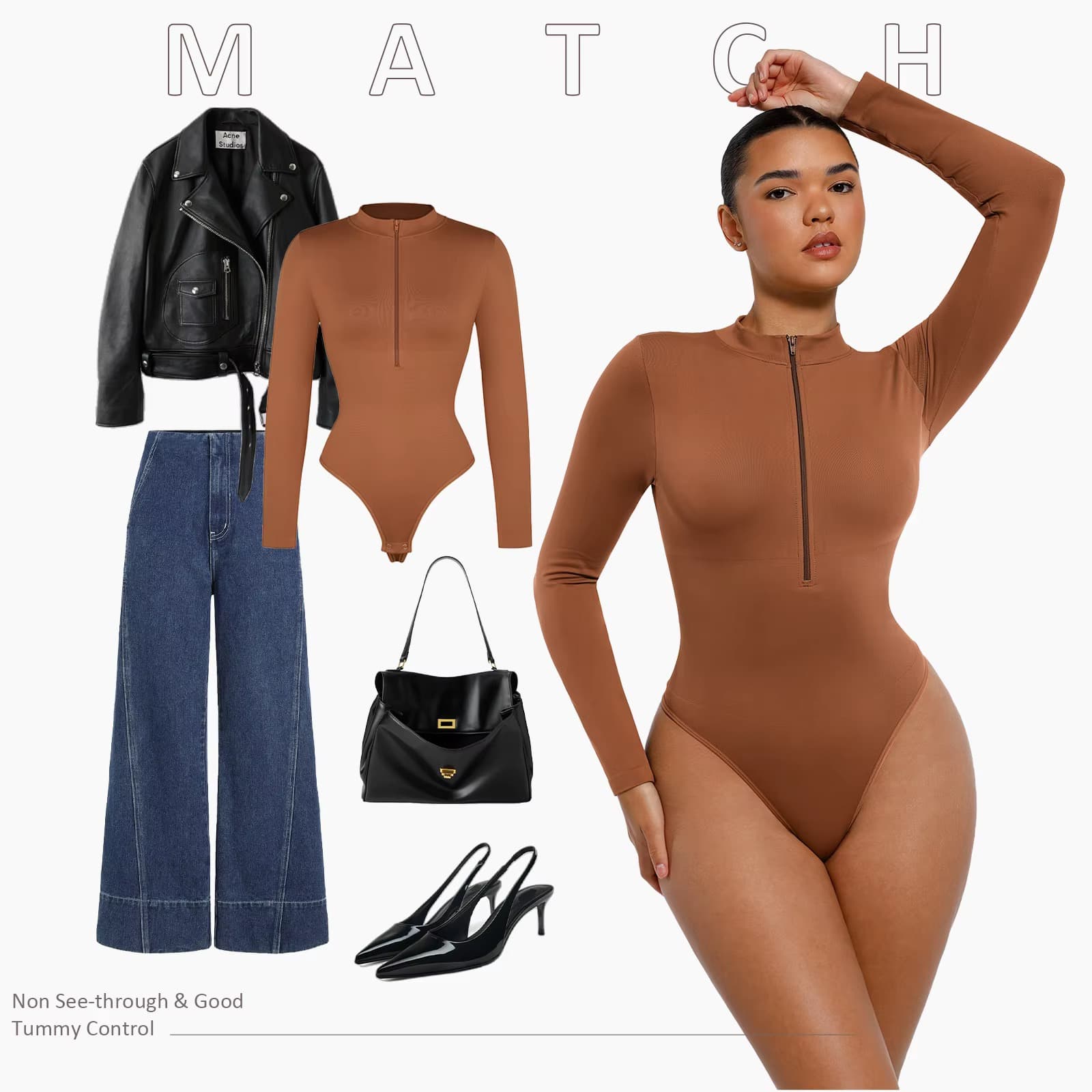 Long Sleeve Seamless Shaper Bodysuit view 4