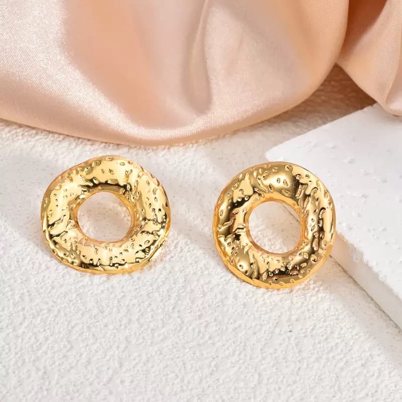 Round Shaped-Gold Plated Earrings